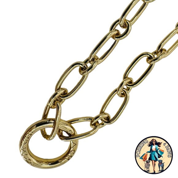 Coach Signature Link Line Gold Tone Brass Metal Logo Bracelet - Picture 7 of 8